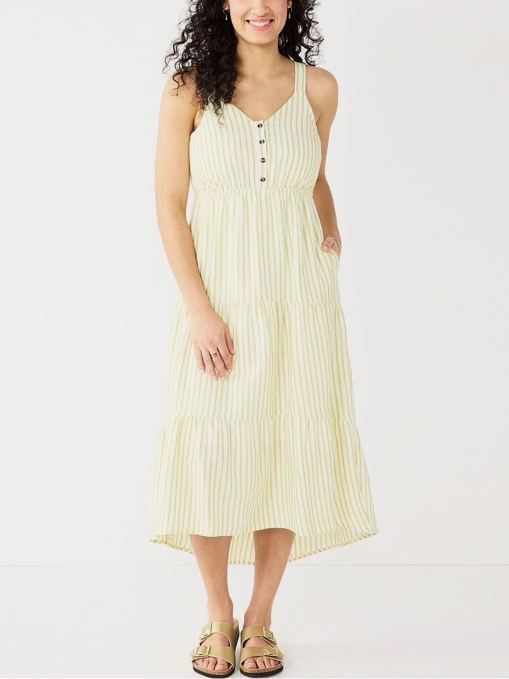 Sonoma Yellow Striped Maxi Dress